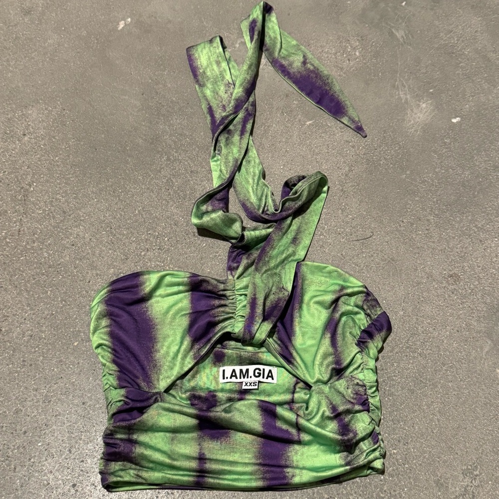green and purple I.AM.GIA crop top